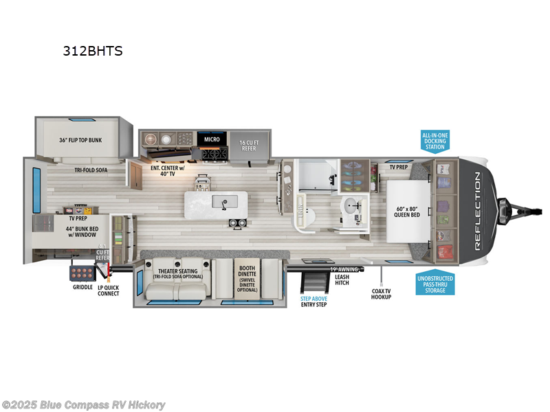 Call now about this 2025 Grand Design Reflection 312BHTS! 2025 Grand Design Reflection 312BHTS - New Travel Trailer For Sale by Blue Compass RV Hickory in Claremont, North Carolina features Slideout