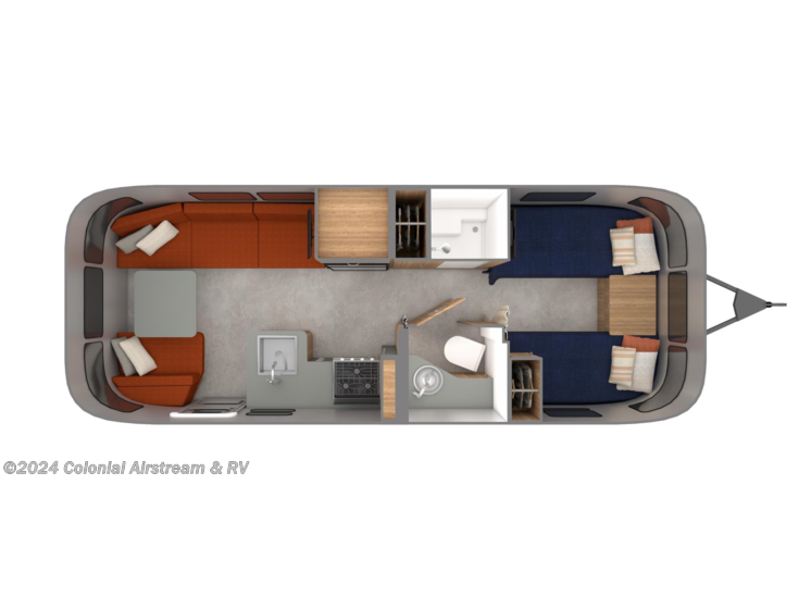 Floorplan of 2024 Airstream Trade Wind 25FBT Twin Hatch