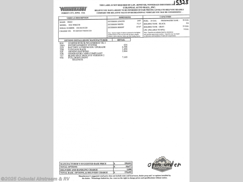 Call now about this 2026 Winnebago Ekko Sprinter 23B! 2026 Winnebago Ekko Sprinter 23B - New Class C For Sale by Colonial Airstream & RV in Millstone Township, New Jersey