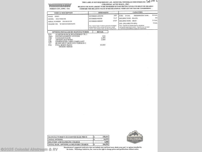 Call now about this 2026 Winnebago Ekko Sprinter 23B! 2026 Winnebago Ekko Sprinter 23B - New Class C For Sale by Colonial Airstream & RV in Millstone Township, New Jersey