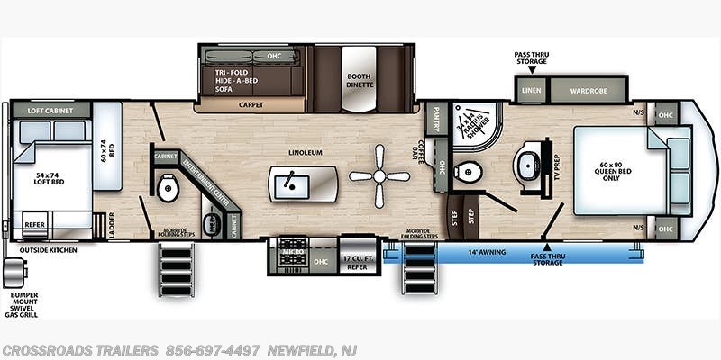 Floorplan of 2021 Forest River Sandpiper 3440BH