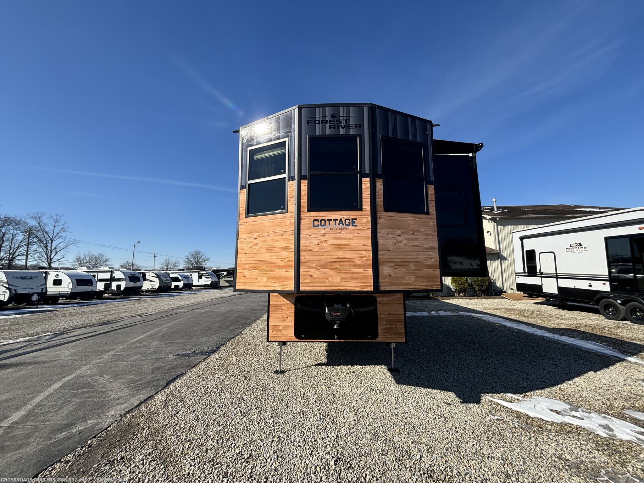 Call now about this 2025 Forest River Cedar Creek Cottage 41FWC! 2025 Forest River Cedar Creek Cottage 41FWC - New Fifth Wheel For Sale by Crossroads Trailer Sales, Inc. in Newfield, New Jersey features LP Detector, Roof Vents, Solar Panels, Smoke Detector, Shower