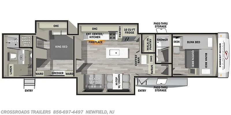 Floorplan of 2025 Forest River Cardinal 35FUN