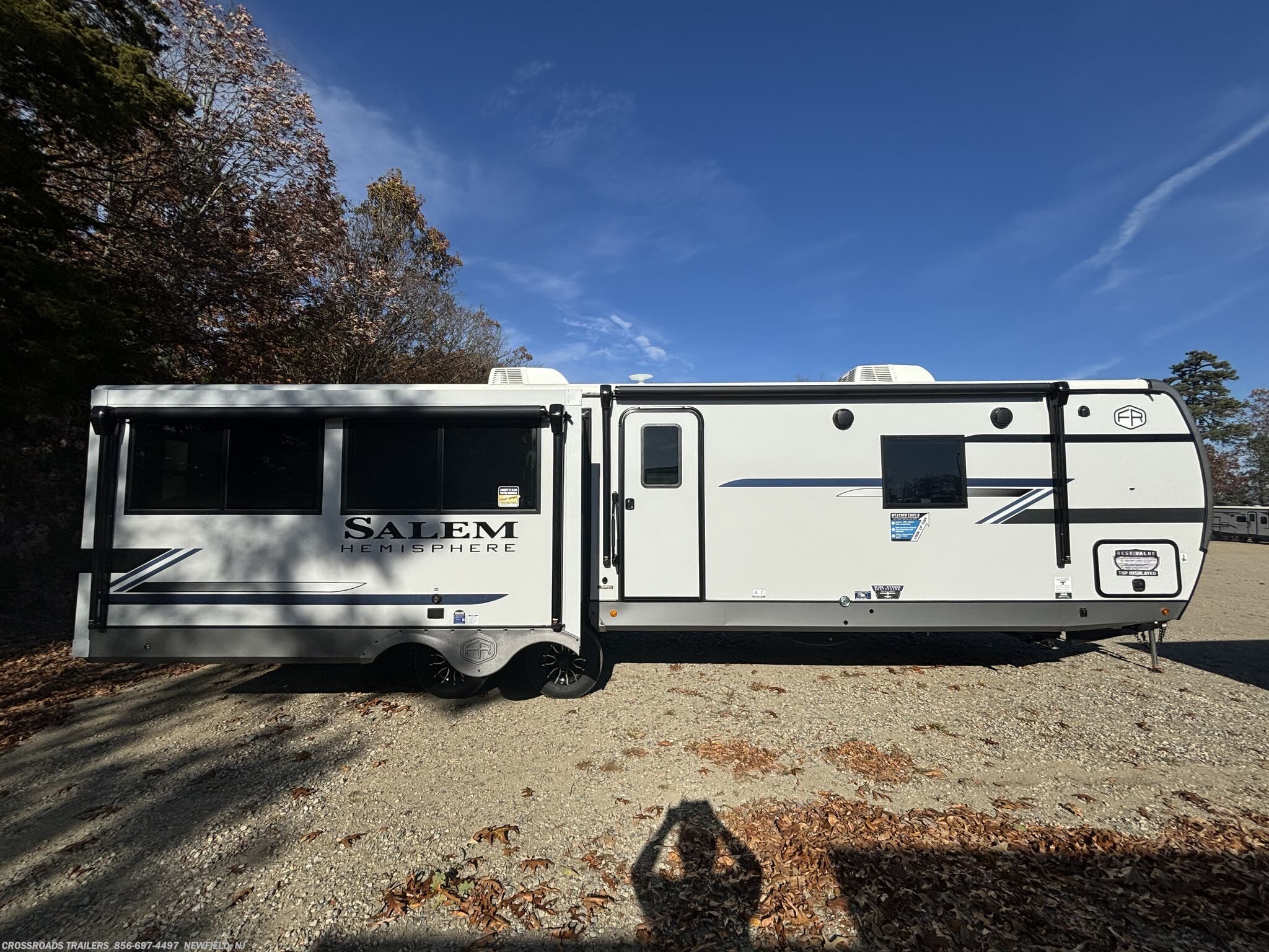Call now about this 2026 Forest River Salem Hemisphere 308RL! 2026 Forest River Salem Hemisphere 308RL - New Travel Trailer For Sale by Crossroads Trailer Sales, Inc. in Newfield, New Jersey features King Size Bed, LP Detector, Power Roof Vent, Leveling Jacks, Roof Vents