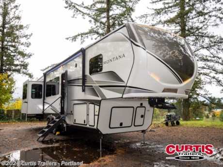 Accessories: DECOR - WOODCLIFF,RESIDENTIAL LIVING PACKAGE,MONTANA FOUR SEASONS LIVING PACKAGE,MANHATTAN MAPLE EDITION,2  TOWING HITCH,TPMS SENSORS,6 POINT HYDRAULIC AUTO LEVELING,REFRIGERATOR - 12V - 20cf,SOLAR FLEX DISCOVER,RVIA SEAL-GO CAMPING,