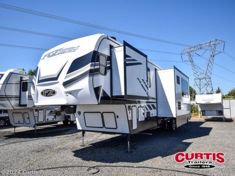 Accessories: Decor- Brindle,INTENSE INTERIOR,KNOCKOUT PACKAGE,EXTREME EXTERIOR,ELECTRIC BEDS W/DUAL OPPOSING COUCHES,KING BED MASTER SUITE,6 POINT HYDRAULIC AUTO LEVELING,G-RANGE TIRES,TMPS SENSORS W/DISPLAY,REFRIGERATOR RV - 12 CF,Sliding Rear Patio Door,2nd 3/4 Ton HE A/C,ONAN 5.5 GENERATOR,RAMP DOOR PATIO PACKAGE,SOLAR FLEX 400i,2-100ah DFE HEATED LITHIUM BATTERIES,RVIA SEAL -GO CAMPING,