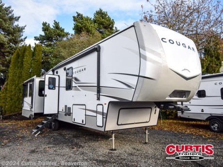 Accessories: Interior Driftwood,PROFESSIONAL GRADE CAMPING PKG,TOWING WITH CONFIDENCE PKG,COUGAR INNOVATION PKG,Climate Guard Protection Package,2ND 13.5 BTU A/C DUCTED,ELECTRIC 4 POINT LEVELING SYSTEM,2nd POWER AWNING,iNCOMMAND PRO w/GLOBAL CONNECT,SOLAR FLEX 400i,2-100ah DFE Heated Lithium Batteries,KING BED,FREE STANDING DINETTE AND CHAIRS,REFRIGERATOR - 12V - 16cf,RVIA SEAL-GO CAMPING,