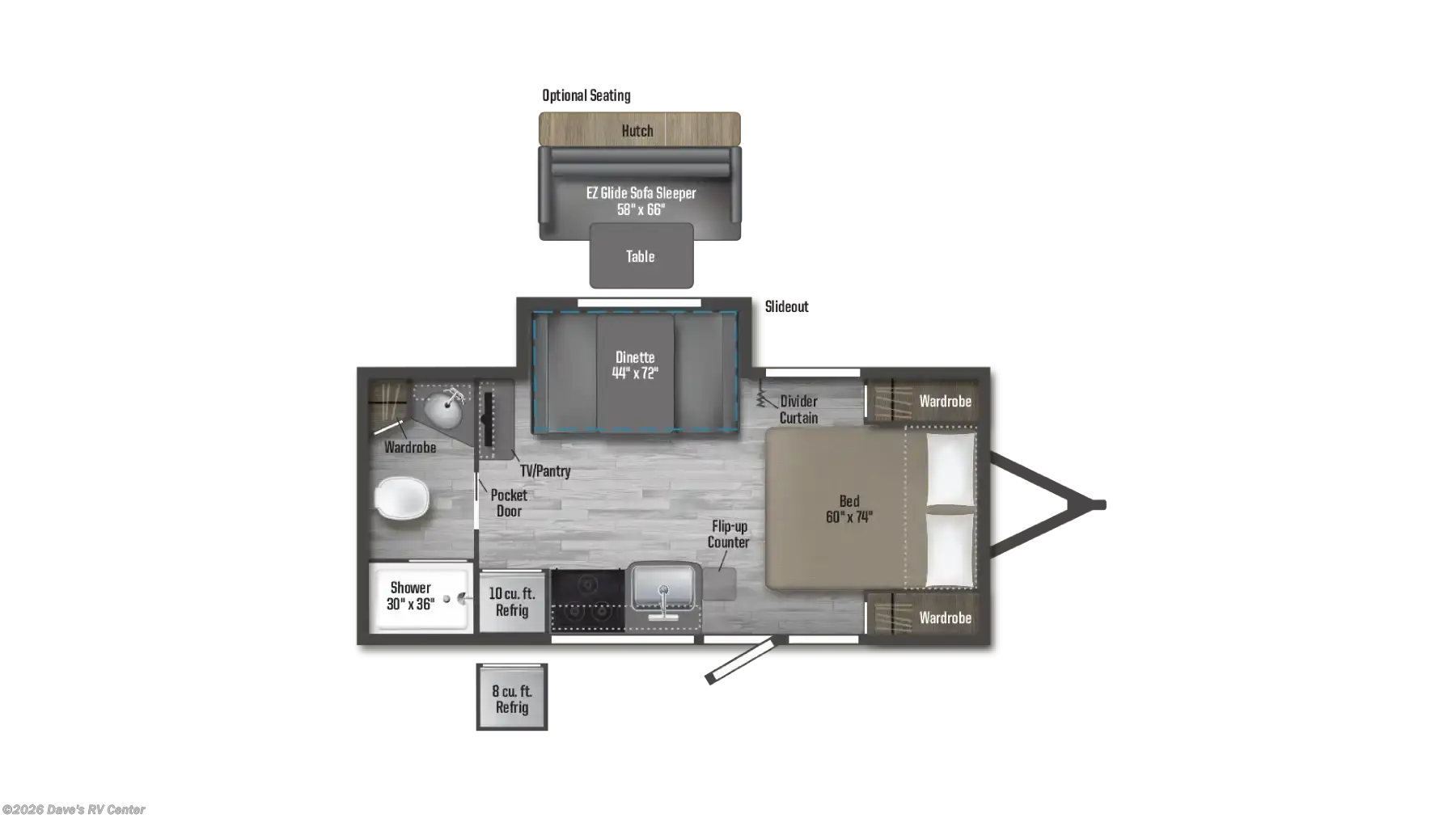 Floorplan of 2025 Winnebago Micro Minnie 2108FBS
