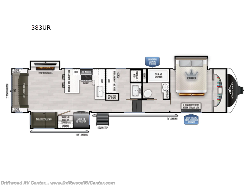 2026 East to West Ahara 383UR - New Fifth Wheel For Sale by Driftwood RV Center in Clermont, New Jersey features Slideout