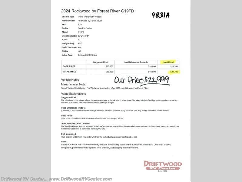 2024 Rockwood Geo Pro G19FD by Forest River from Driftwood RV Center in Clermont, New Jersey