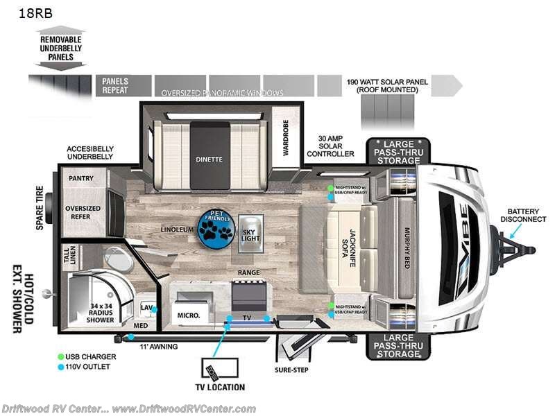2021 Forest River Vibe 18RB - Used Travel Trailer For Sale by Driftwood RV Center in Clermont, New Jersey features Slideout