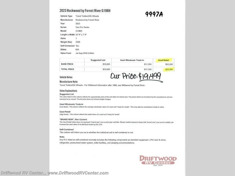 2023 Rockwood Geo Pro G19BH by Forest River from Driftwood RV Center in Clermont, New Jersey