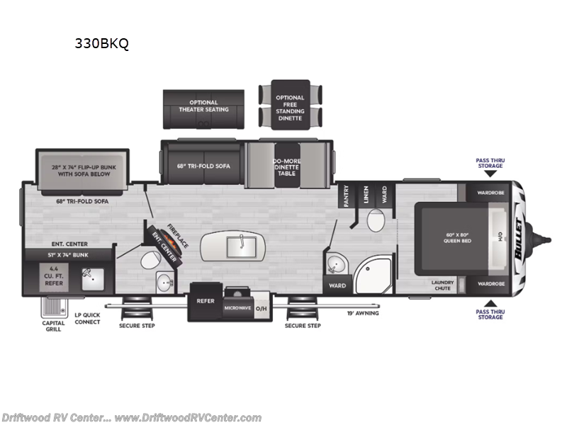 2025 Keystone Bullet 330BKQ - Used Travel Trailer For Sale by Driftwood RV Center in Clermont, New Jersey features Slideout