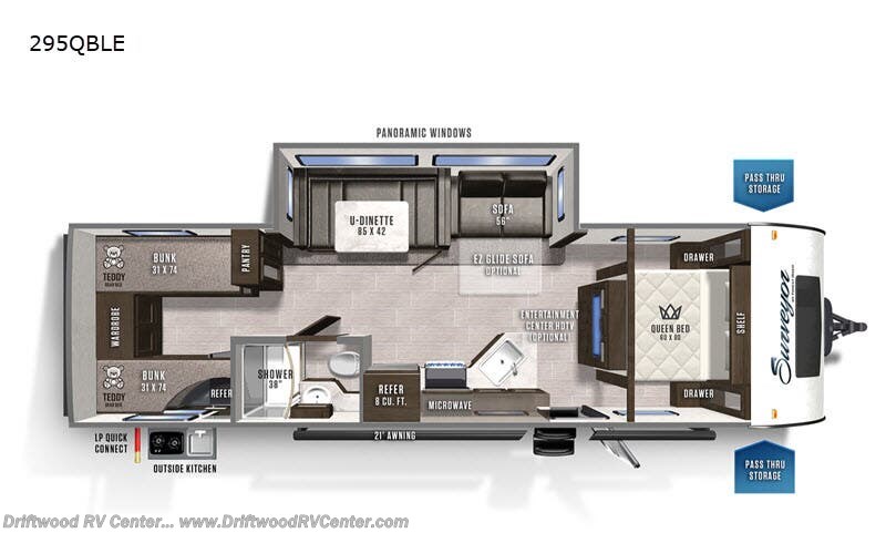 2020 Forest River Surveyor Legend 295QBLE - Used Travel Trailer For Sale by Driftwood RV Center in Clermont, New Jersey features Slideout