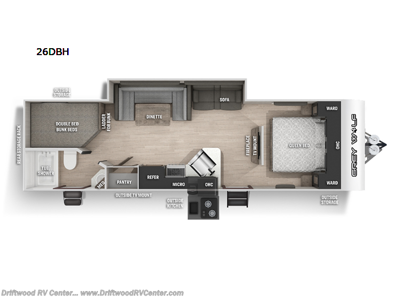 2022 Forest River Cherokee Grey Wolf 26DBH - Used Travel Trailer For Sale by Driftwood RV Center in Clermont, New Jersey features Slideout