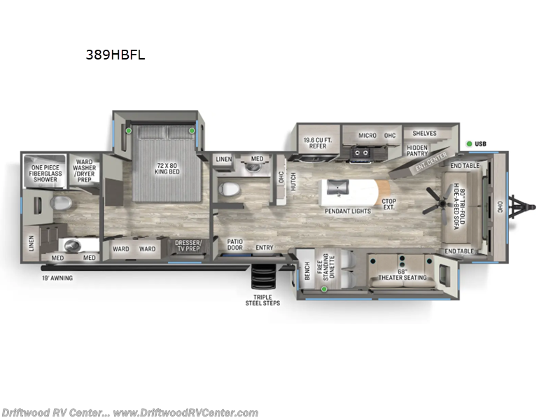 2026 Forest River Sierra Destination Trailers 389HBFL - New Destination Trailer For Sale by Driftwood RV Center in Clermont, New Jersey features Slideout