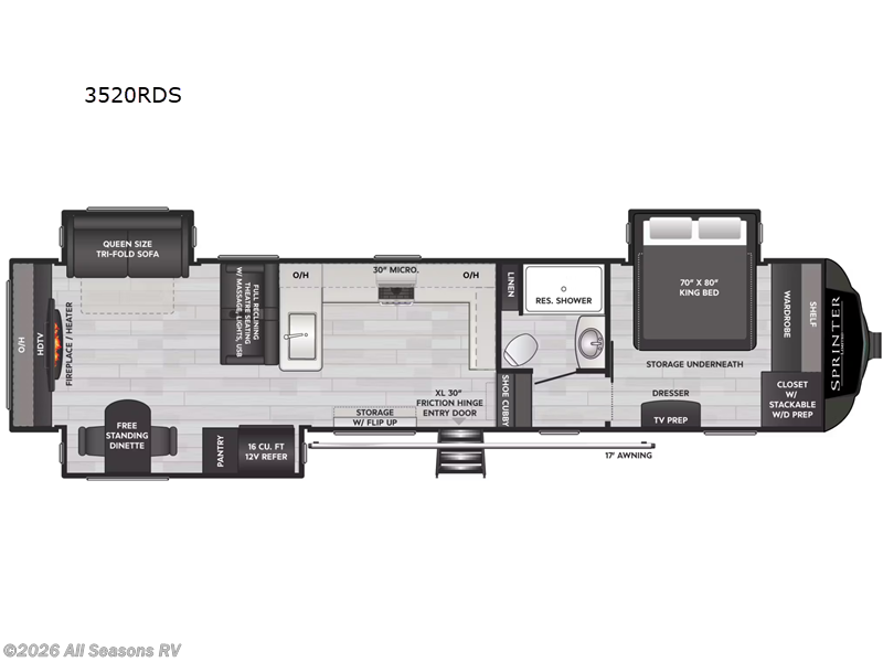 2026 Keystone Sprinter 3520RDS - New Fifth Wheel For Sale by All Seasons RV in Muskegon, Michigan
