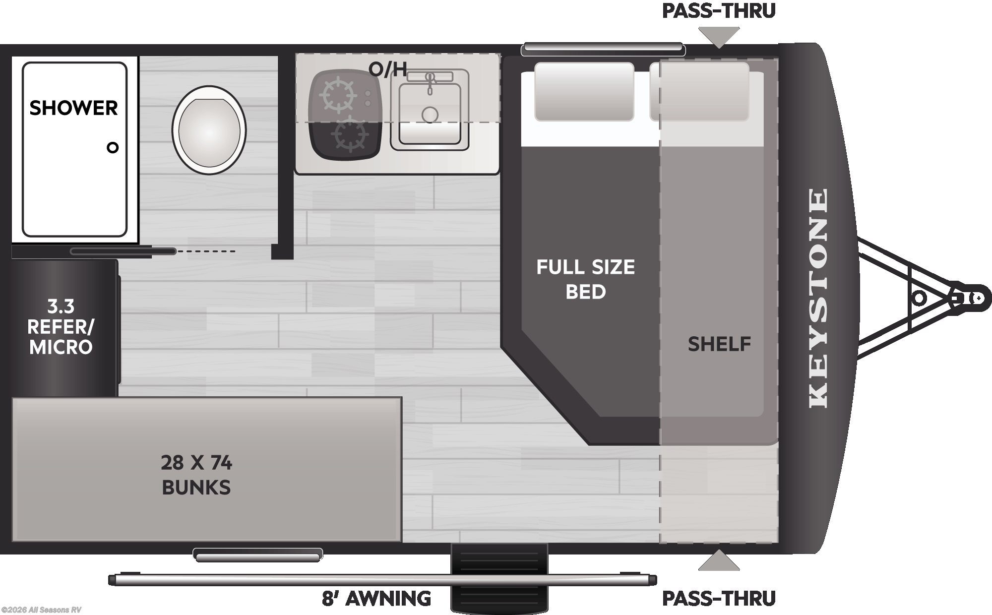 2026 Keystone Hideout Mini 130BH - New Travel Trailer For Sale by All Seasons RV in Muskegon, Michigan