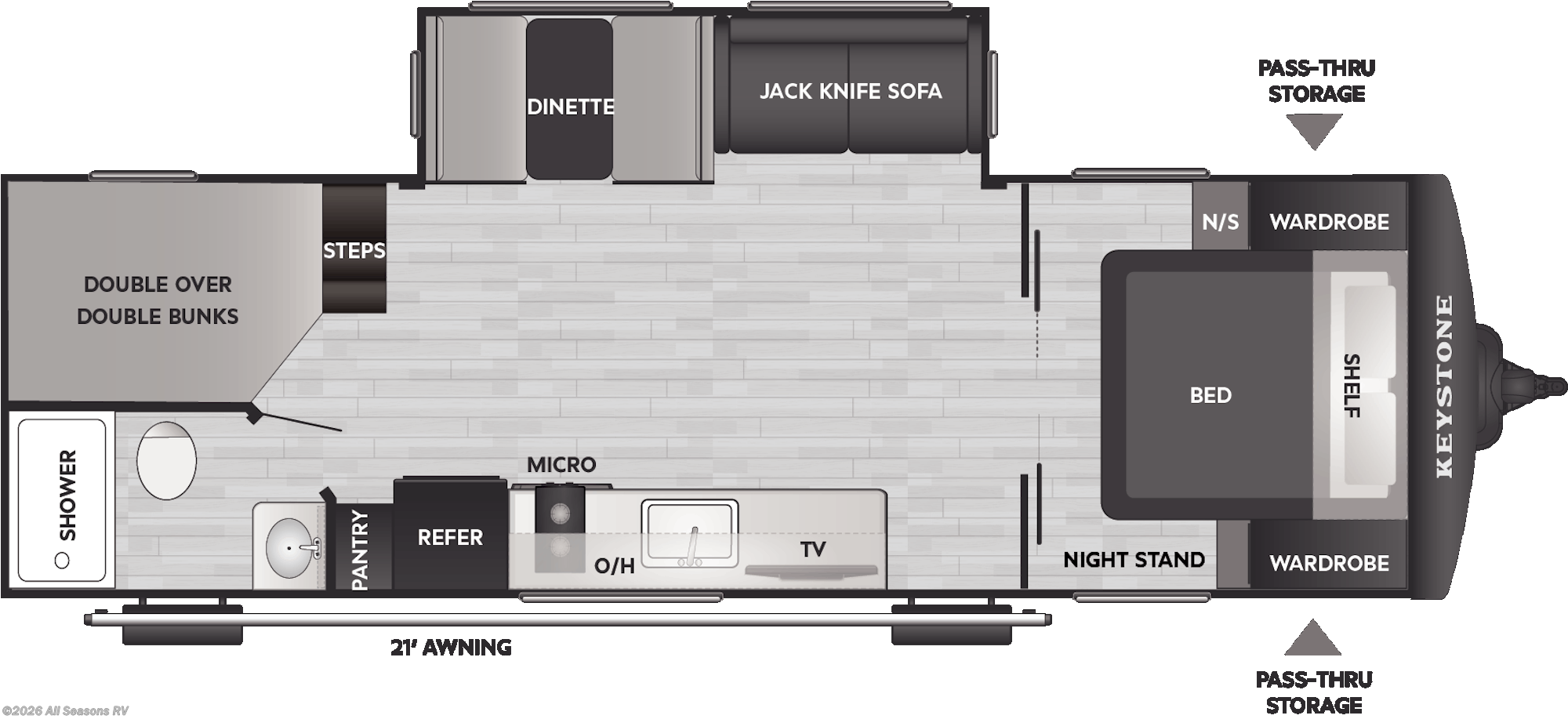 2026 Keystone Bullet Classic 26BHC - New Travel Trailer For Sale by All Seasons RV in Muskegon, Michigan