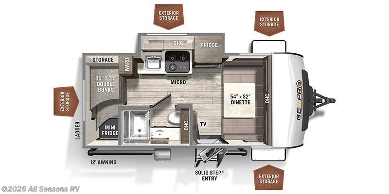 2022 Forest River Rockwood Geo Pro G16BH - Used Travel Trailer For Sale by All Seasons RV in Muskegon, Michigan