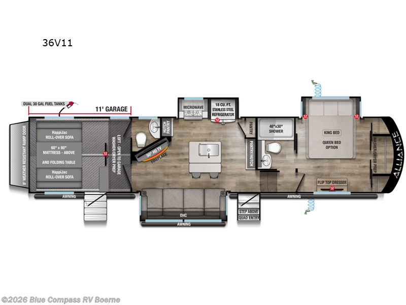 2026 Alliance RV Valor 36V11 - New Toy Hauler For Sale by Blue Compass RV Boerne in Boerne, Texas features Slideout