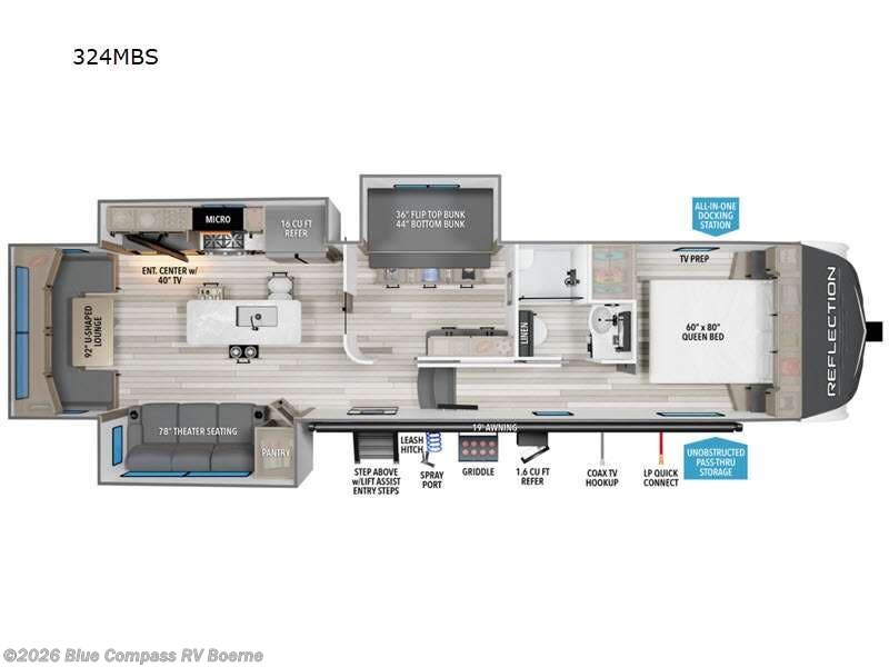 2024 Grand Design Reflection 324MBS - New Fifth Wheel For Sale by Blue Compass RV Boerne in Boerne, Texas features Slideout