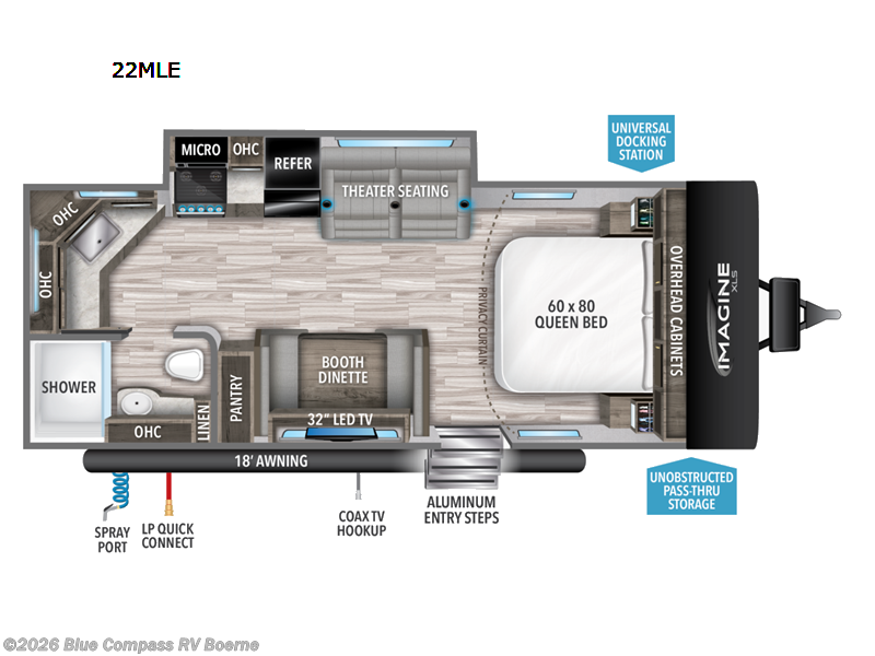 2022 Grand Design Imagine XLS 22MLE - Used Travel Trailer For Sale by Blue Compass RV Boerne in Boerne, Texas features Slideout