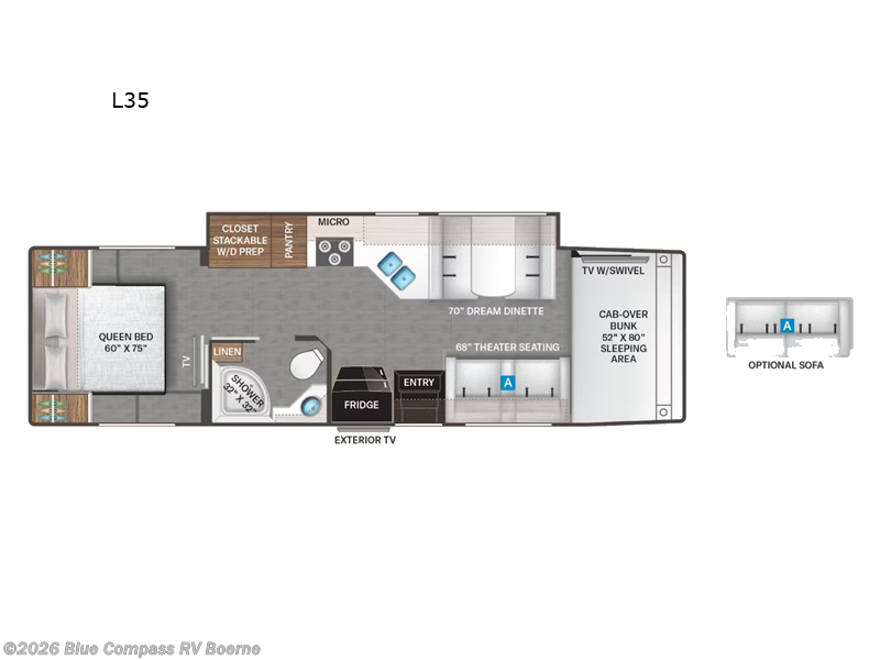 2025 Thor Motor Coach Omni LV35 - Used Super C For Sale by Blue Compass RV Boerne in Boerne, Texas features Slideout