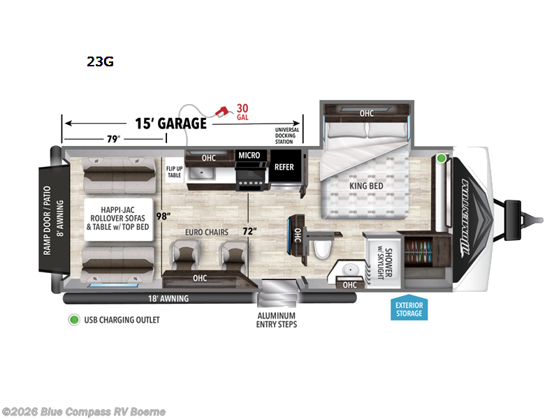 2022 Grand Design Momentum G-Class 23G - Used Toy Hauler For Sale by Blue Compass RV Boerne in Boerne, Texas features Slideout