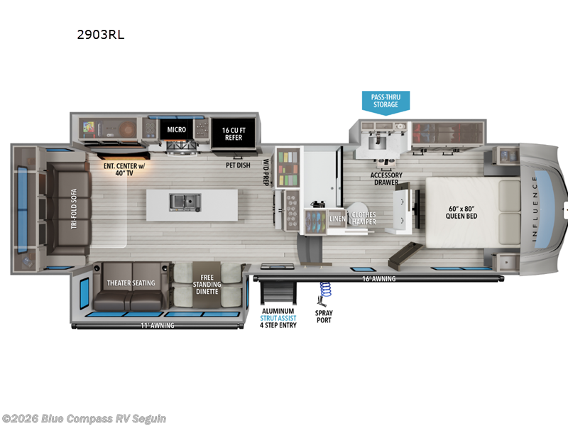 2026 Grand Design Influence 2903RL - New Fifth Wheel For Sale by Blue Compass RV Seguin in Seguin, Texas features Slideout
