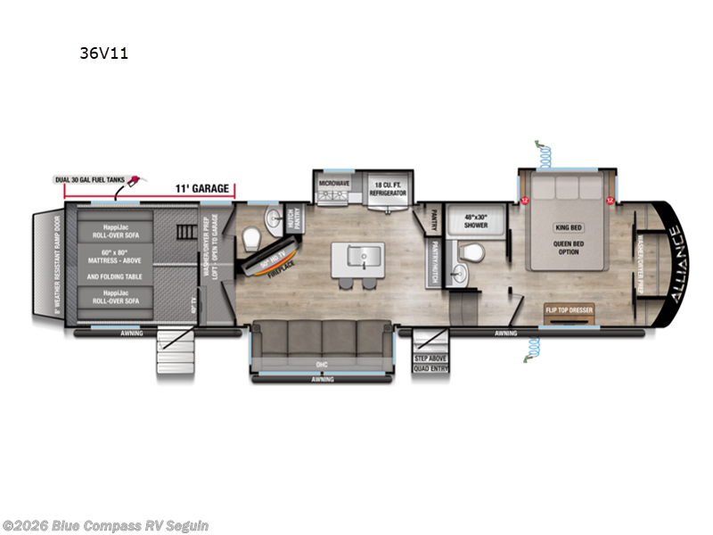 2026 Alliance RV Valor 36V11 - New Toy Hauler For Sale by Blue Compass RV Seguin in Seguin, Texas features Slideout