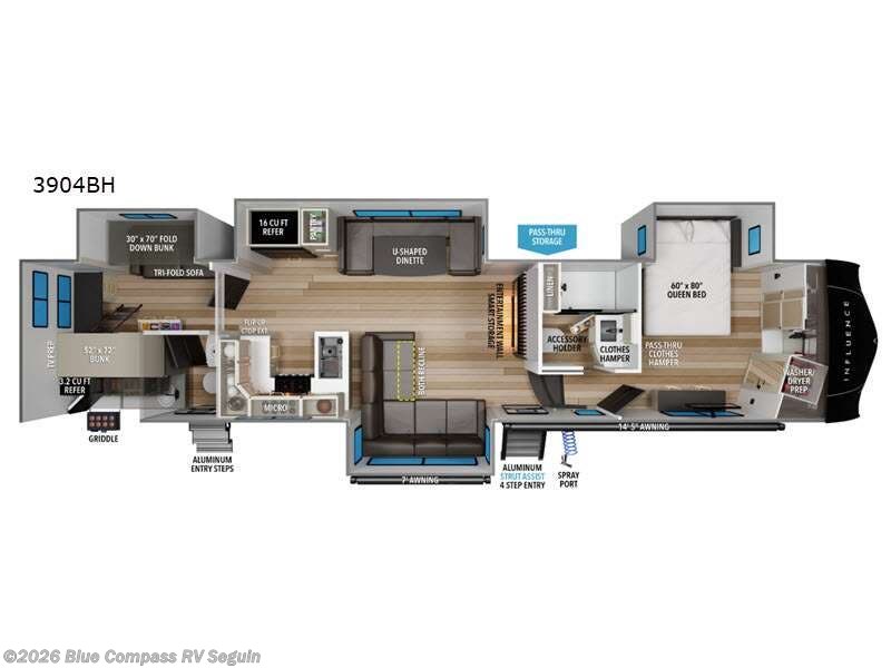 2027 Grand Design Influence 3904BH - New Fifth Wheel For Sale by Blue Compass RV Seguin in Seguin, Texas features Slideout