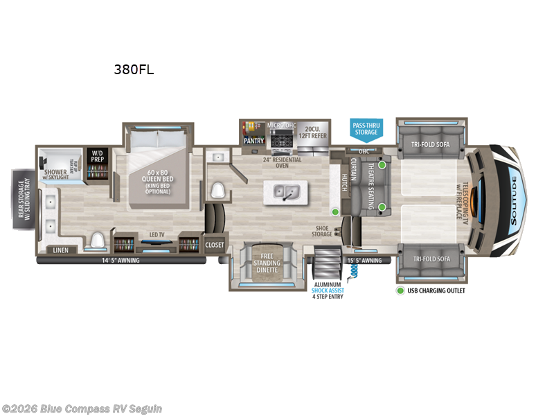 2023 Grand Design Solitude 380FL - Used Fifth Wheel For Sale by Blue Compass RV Seguin in Seguin, Texas features Slideout