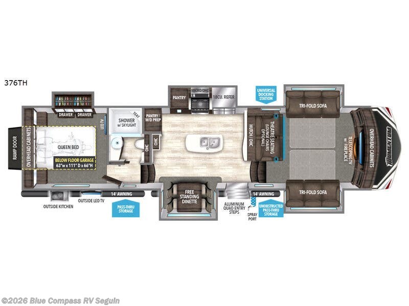 2017 Grand Design Momentum 376TH - Used Toy Hauler For Sale by Blue Compass RV Seguin in Seguin, Texas features Slideout