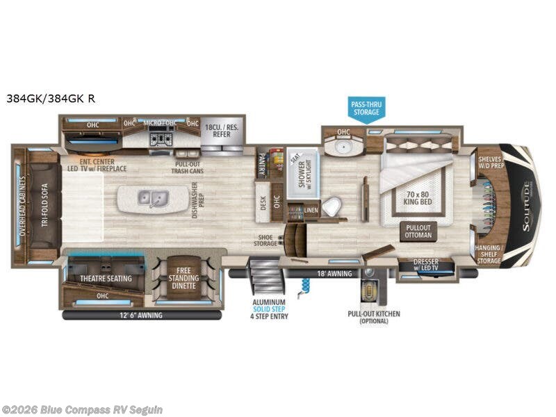 2018 Grand Design Solitude 384GK - Used Fifth Wheel For Sale by Blue Compass RV Seguin in Seguin, Texas features Slideout