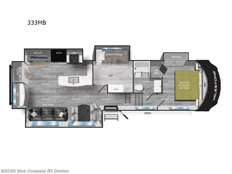 2023 Heartland Milestone 333MB - Used Fifth Wheel For Sale by Blue Compass RV Denton in Denton, Texas features Slideout