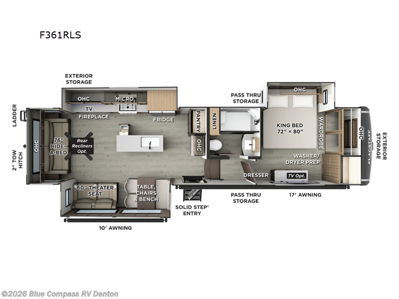 2026 Forest River Flagstaff Classic F361RLS - New Fifth Wheel For Sale by Blue Compass RV Denton in Denton, Texas features Slideout