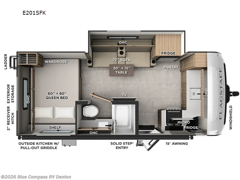2027 Forest River Flagstaff E-Pro E201SFK - New Travel Trailer For Sale by Blue Compass RV Denton in Denton, Texas features Slideout