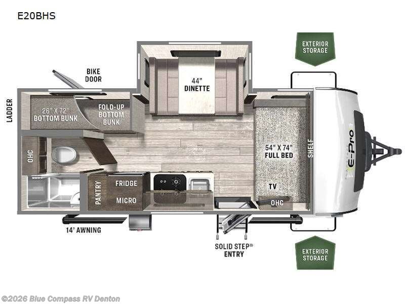 2022 Forest River Flagstaff E-Pro E20BHS - Used Travel Trailer For Sale by Blue Compass RV Denton in Denton, Texas features Slideout