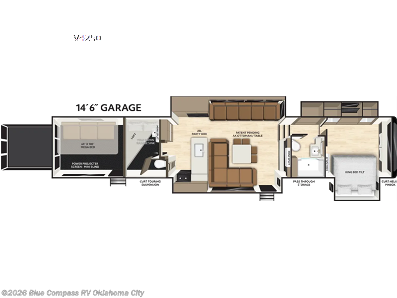 2026 Miscellaneous Axiom RV Vendetta V4250 - New Toy Hauler For Sale by Blue Compass RV Oklahoma City in Norman, Oklahoma features Slideout
