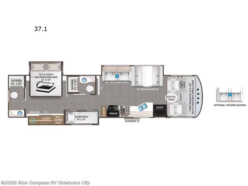 2024 Thor Motor Coach Miramar 37.1 - Used Class A For Sale by Blue Compass RV Oklahoma City in Norman, Oklahoma features Slideout