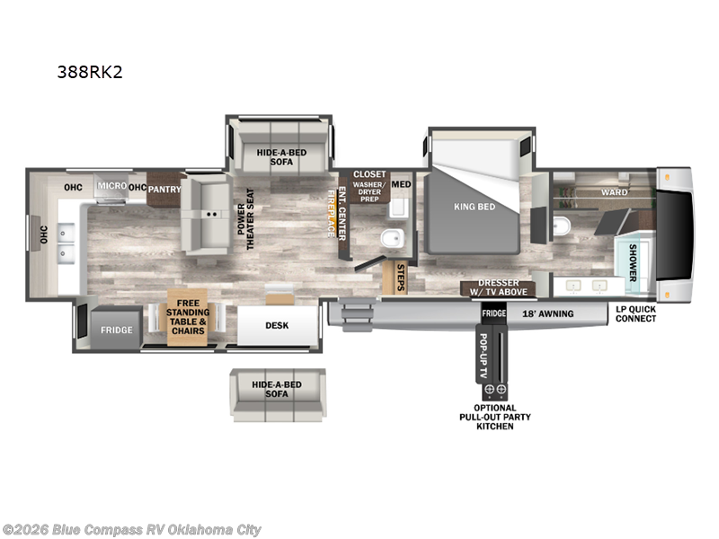 2023 Forest River Cedar Creek 388RK2 - Used Fifth Wheel For Sale by Blue Compass RV Oklahoma City in Norman, Oklahoma features Slideout