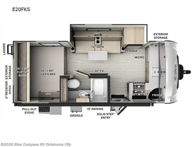 2024 Forest River Flagstaff E-Pro E20FKS - Used Travel Trailer For Sale by Blue Compass RV Oklahoma City in Norman, Oklahoma features Slideout