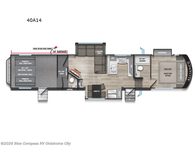 2027 Alliance RV Valor All-Access 40A14 - New Toy Hauler For Sale by Blue Compass RV Oklahoma City in Norman, Oklahoma features Slideout
