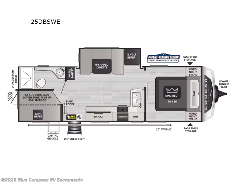 2025 Keystone Cougar Half-Ton 25DBSWE - New Travel Trailer For Sale by Blue Compass RV Sacramento in Rancho Cordova, California features Slideout