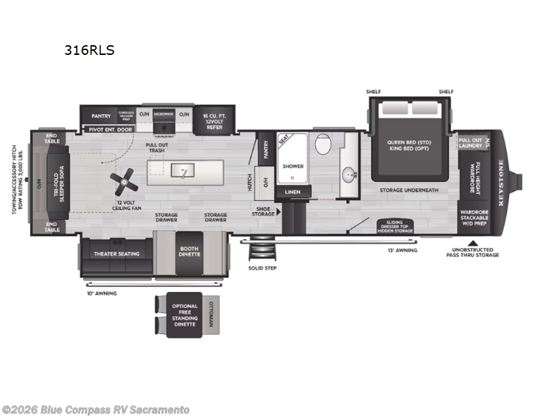 2026 Keystone Cougar 316RLS - New Fifth Wheel For Sale by Blue Compass RV Sacramento in Rancho Cordova, California features Slideout