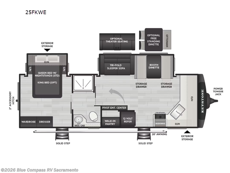 2026 Keystone Cougar Western Elevation 25FKWE - New Travel Trailer For Sale by Blue Compass RV Sacramento in Rancho Cordova, California features Slideout