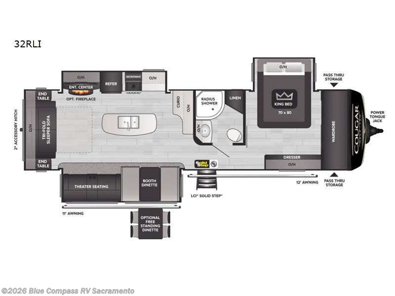2022 Keystone Cougar Half-Ton 32RLI - Used Travel Trailer For Sale by Blue Compass RV Sacramento in Rancho Cordova, California features Slideout