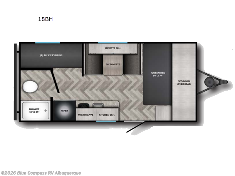 2026 CrossRoads Zinger Lite 18BH - New Travel Trailer For Sale by Blue Compass RV Albuquerque in Albuquerque, New Mexico