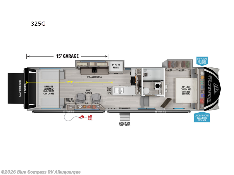 2026 Grand Design Momentum G-Class 325G - New Toy Hauler For Sale by Blue Compass RV Albuquerque in Albuquerque, New Mexico features Slideout